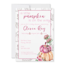 Pink Boho A Little Pumpkin is on the Way Invitatio