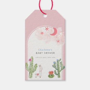 Pink Boho Arch Cactus Toys Girl Baby Shower Gift Tags