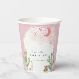 Pink Boho Arch Cactus Toys Girl Baby Shower  Paper Cups