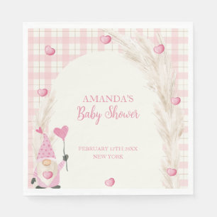 Pink Boho Arch Gingham Sweetheart Baby Shower Napkin
