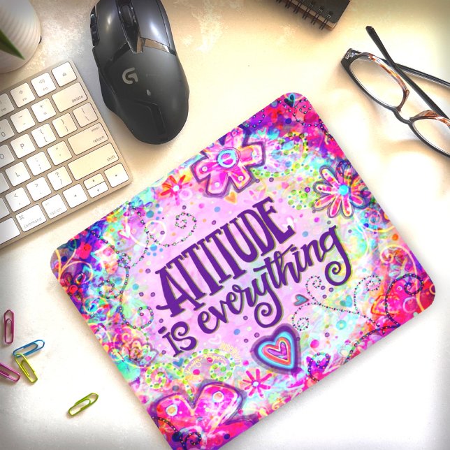 Pink Boho Attitude is Everything Quote Inspirivity Mouse Pad (Creator Uploaded)