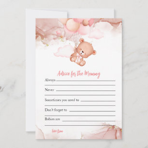 Pink Boho Bear Baby Shower Game Advice for Mummy Invitation