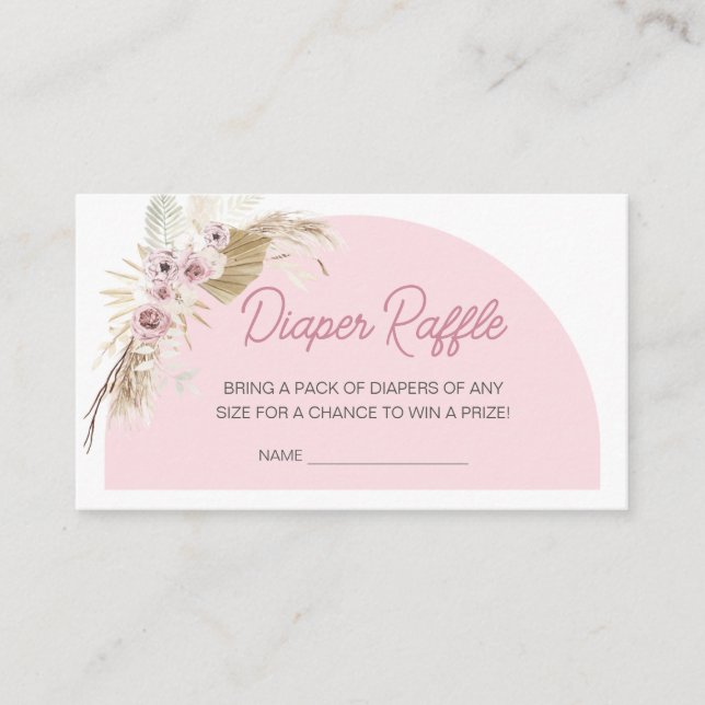 Pink Boho Bearly Wait Baby Shower Diaper Raffle Enclosure Card (Front)