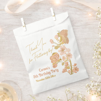 Pink Boho Butterfly Birthday Party Thank You Favour Bag
