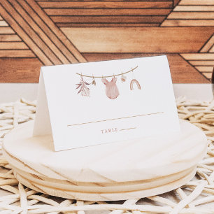 Pink Boho Clothesline Baby Shower Place Cards