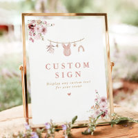 Pink Boho Clothesline Custom Baby Shower Sign