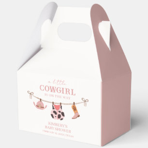 Pink Boho Cowgirl Clothesline Cowhide Baby Shower Favour Box
