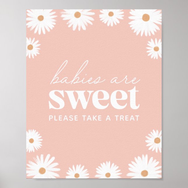 Pink Boho Daisy Baby Shower Babies are Sweet Poster (Front)