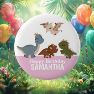 Pink Boho Dinosaur 6 Cm Round Badge