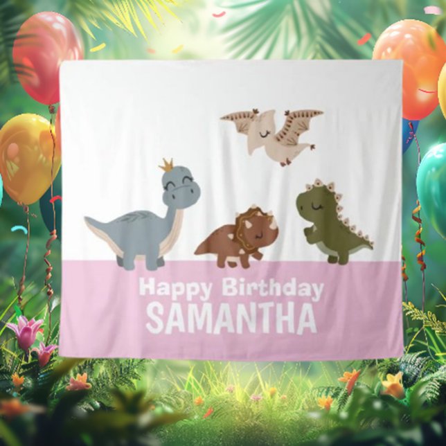 Pink Boho Dinosaur backdrop Tapestry (Transform your space with our enchanting Pink Boho Dinosaur backdrop! )