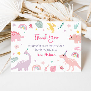 Pink Boho Dinosaur Birthday Thank You