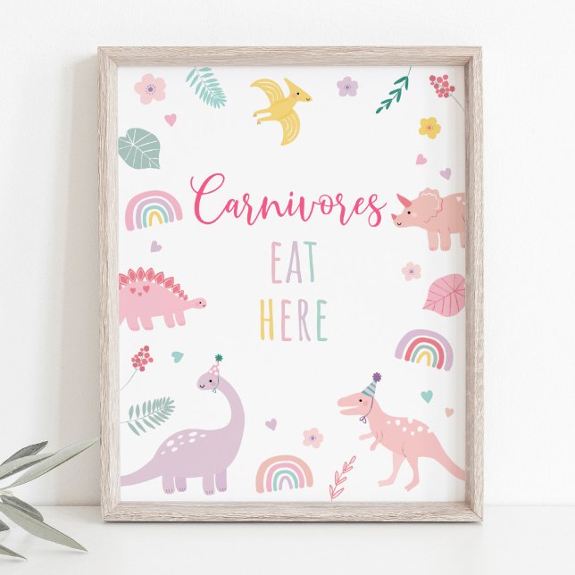 Pink Boho Dinosaur Carnivores Birthday Sign (Creator Uploaded)