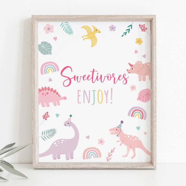 Pink Boho Dinosaur Sweetivores Birthday Sign (Creator Uploaded)