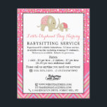 Pink Boho Elephant, Babysitter, Daycare, Nursery Flyer<br><div class="desc">Pink Boho Elephant,  Babysitter,  Daycare,  Nursery Advertising Flyer by The Business Card Store.</div>