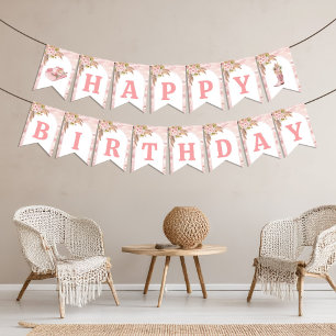 Pink Boho First Rodeo 1st Birthday Bunting