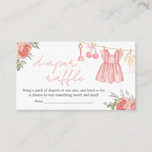 Pink Boho Floral Baby Shower Diaper Raffle Enclosure Card