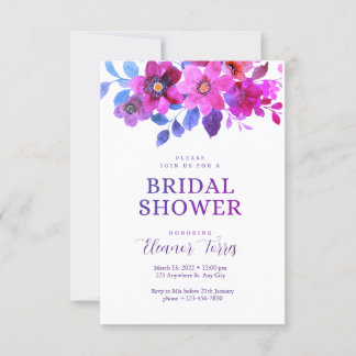 Pink boho floral bridal shower invitation