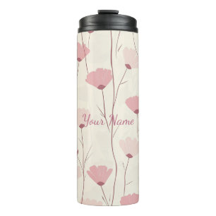 Pink Boho Floral Pattern Personalised Thermal Tumbler