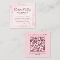 Pink Boho Floral Wedding Details & RSVP QR Code