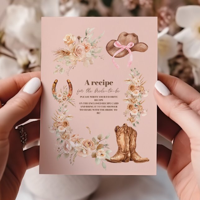 Pink Boho Floral Western Bridal Shower Enclosure Card (Creator Uploaded)