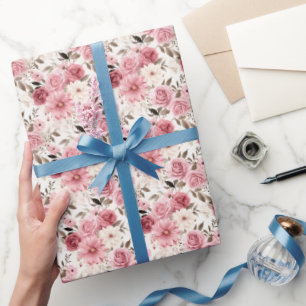 Pink Boho Floral Wrapping Paper