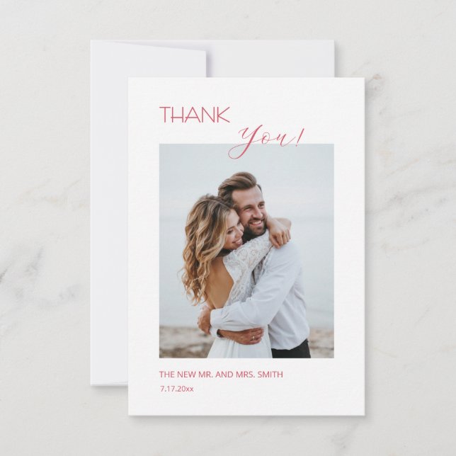 Pink Boho  Flowers Thank You Card (Front)