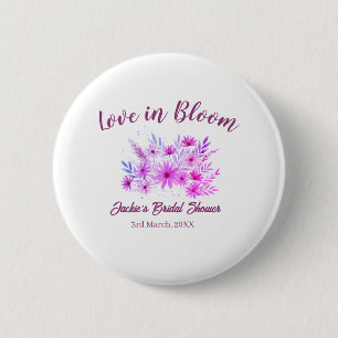pink boho love in Bloom bridal shower name retro 6 Cm Round Badge