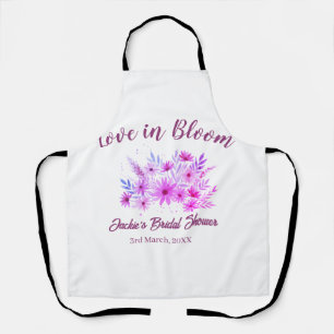 pink boho love in Bloom bridal shower name retro Apron