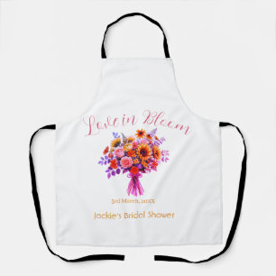 pink  boho love in Bloom bridal shower name retro Apron