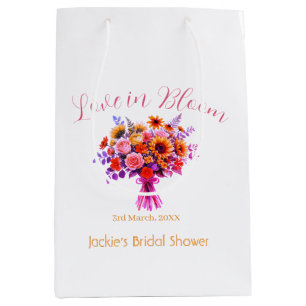 pink boho love in Bloom bridal shower name retro Medium Gift Bag