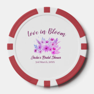 pink boho love in Bloom bridal shower name retro Poker Chips