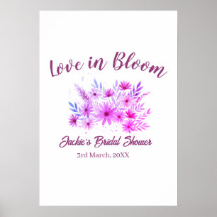 pink boho love in Bloom bridal shower name retro Poster