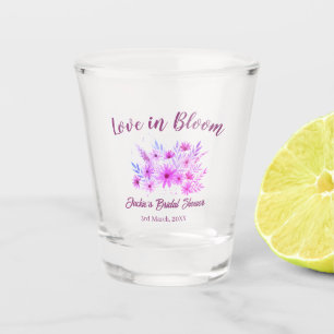 pink  boho love in Bloom bridal shower name retro Shot Glass