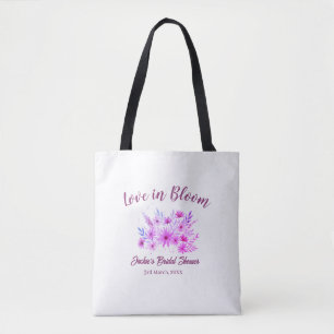 pink boho love in Bloom bridal shower name retro Tote Bag
