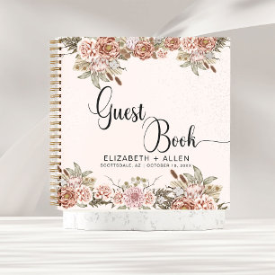 Pink Boho Personalised Floral Wedding Guest Book