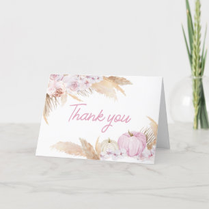 Pink Boho Pumpkin Baby Shower Thank You Card