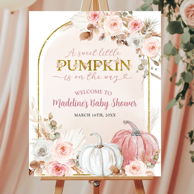 Pink Boho Pumpkin Baby Shower Welcome Sign (Creator Uploaded)
