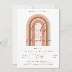 Pink Boho Rainbow Arch Baby Shower Invitation