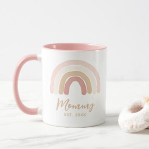 Pink Boho Rainbow Mummy Established Mother's Day Mug
