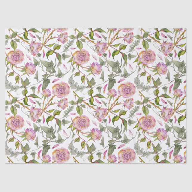 Pink Boho Rose Decoupage Tissue Paper (Front)