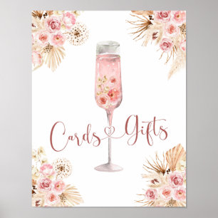 Pink Boho Rose Soiree Bridal Shower Cards Gifts Poster
