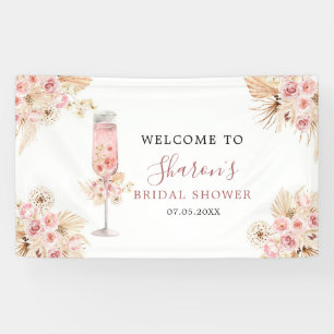 Pink Boho Rose Soiree Bridal Shower Large Banner
