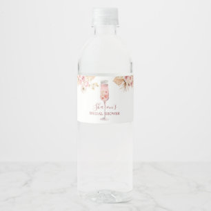 Pink Boho Rose Soiree Bridal Shower Water Bottle Label