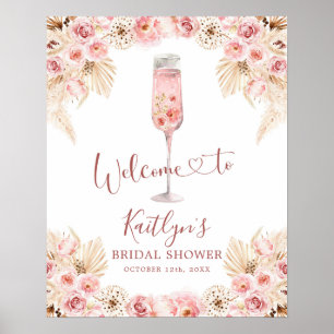 Pink Boho Rose Soiree Welcome Sign