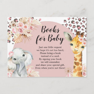 Pink Boho Safari Party Animals Girl Books for Baby Invitation Postcard