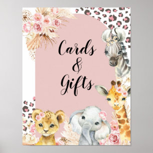 Pink Boho Safari Party Animals Girl Cards & Gifts Poster