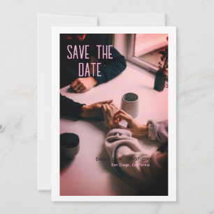pink boho save the date QR add website name phot Invitation