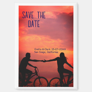 pink boho save the date QR add website name phot Magnet