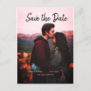 pink boho save the date QR add website name phot Postcard