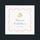 Pink Boho Squiggle Border Lemons Bridal Shower Napkin<br><div class="desc">This modern napkin design features a trendy hand drawn wavy border with a hand painted watercolor lemon against white background for a lovely fresh summery feel. Shown here for a Bridal Shower but of course the text could be customised to any event.</div>